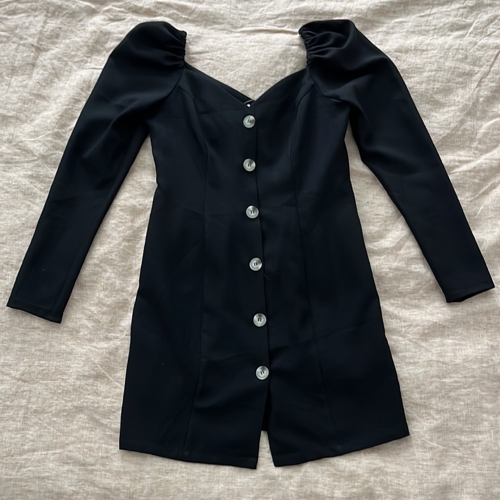 ASOS puff sleeve black mini dress size 6